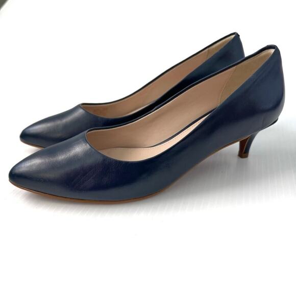 Cole Haan Quincy navy kitten heel pointy toe pumps size 8.5 EUC - Picture 1 of 16